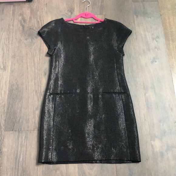 THEORY Cap Sleeve Metallic Wool Shift Dress - Picture 2 of 6